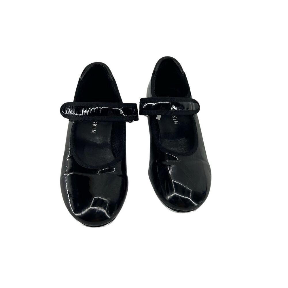 Danskin Girls Tap Dance Shoes Black Size 13 Round Toe Hook and Loop Closure